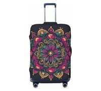 Dusviba Mandala Colorful Ethnic Floral Elastic Luggage Cover Suitcase Protector, Anti-Scratch Stretchy Washable Dustproof Travel Suitcase Cover Fits 25"-28" Luggage