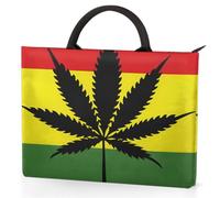 Dusviba Rasta Cannabis Leaf Pattern Laptop Sleeve Carrying Case with Handles, 15.6 Inch Laptop Bag with Pockets Waterproof Shock Resistant Portable Computer Case for Work School Travel
