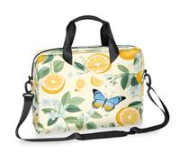 Dusviba Summer Lemon Flower Butterfly Laptop Bag 16 Inch, Slim Business Briefcase for Men Women, Shoulder Bag with Handle & Detachable Strap, Work Office Computer Messenger Bag