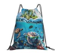 Dusviba Tropical Island Sea Turtle Drawstring Backpack