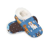 Dusviba Various Breeds Dogs Pattern Slippers for Women Men, Warm Fuzzy Indoor House Shoes with Non-Slip Sole, Cozy Plush Winter Home Bedroom Slippers for Office Travel Hotel Gifts Size M