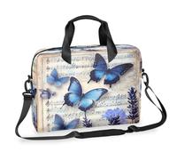 Dusviba Vintage Butterfly Sheet Music Pattern Laptop Bag 16 Inch, Slim Business Briefcase for Men Women, Shoulder Bag with Handle & Detachable Strap, Work Office Computer Messenger Bag