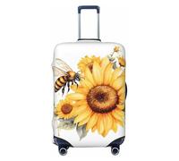 Dusviba Watercolor Bee Sunflower Elastic Luggage Cover Suitcase Protector, Anti-Scratch Stretchy Washable Dustproof Travel Suitcase Cover Fits 18"-21" Luggage