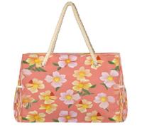 Dusviba Watercolor Cute Yellow Flowers Large Beach Tote Bag with Zipper Waterproof Sandproof Beach Bag with Rope Handles Multiple Pockets for Women Travel Pool Gym Family Vacation Essentials