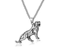 DUTACK 3D Domineering Animal Tiger Punk Pendant Men and Women Personality Beast Zodiac Necklace Jewelry with gift box
