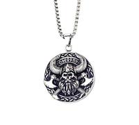 DUTACK Gothic Rose Skull Pendant Necklace with Double Axes for Men, Stainless Steel Pirate Warrior Jewelry, Retro Punk Biker Amulet with 60cm Chain, Gift with White Gift Box