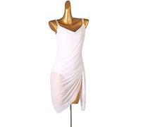 DUTACK Latin Dancing Outfit Breathable Tango Salsa Dance Performance Clothes Cha Cha Tango Costume Ballroom Dance Dresses,white,XXL