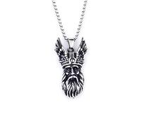 DUTACK Nordic Viking Warrior Portrait Necklace for Men, Stainless Steel Ancient Norse Hero Pendant, Mythology Amulet with 60cm Chain, Christmas Birthday Gift with White Gift Box