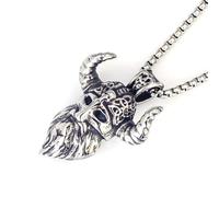 DUTACK Retro Viking Warrior Ox Bull Head Pendant Necklace for Men, Stainless Steel Nordic Mythology Jewelry, Vintage Punk Biker Amulet with 60cm Chain, Birthday Gift with White Gift Box
