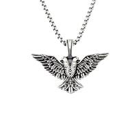 DUTACK Vintage Double-Headed Eagle Pendant Necklace for Men, Stainless Steel Imperial Power Jewelry, Retro Punk Biker Amulet with 60cm Chain, Gift with White Gift Box