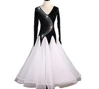 DUTACK Women's Ballroom Dance Competition Dresses Waltz Salsa Dancing Outfit Tango Foxtrot Performance Dancing Clothes,White,XXL