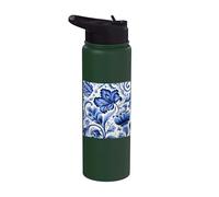 Dutch Blue Delftware Floral Pattern Stainless Steel Insulated Water Bottle