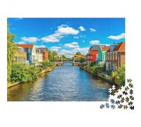Dutch Canal Jigsaw Puzzles 1000 Pieces Recycled Material Netherlands Adult Jigsaws Developing Boy & Girl‘s Intelligence Parent Child Game Activity 38x26cm/1000pcs