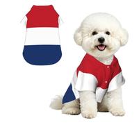 Dutch flag Breathable Hawaiian Dog Shirt Summer Button Up Top for Small Medium Dogs L