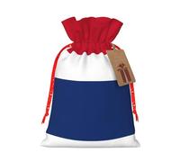 Dutch Flag Christmas Canvas Gift Bag With Drawstring,Reusable Personalizedgift Bag