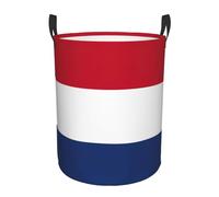 Dutch Flag Portable Laundry Bag With Handle, Circular Foldable Hamper For Toy Storage, Organization Basket
