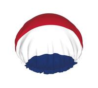 Dutch flag Print Double Layer Waterproof Shower Cap Women Men Reusable Bath Hair Caps Elastic Band