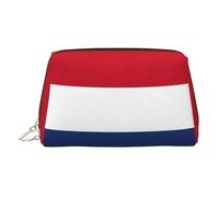 Dutch Flag Print Leather Makeup Bag for Women Travel Toiletry Bag for Toiletries Cosmetic Bag