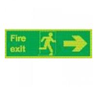 Dutch Home Label Self-Adhesive Safety Sign Niteglo Fire Exit Running Man Arrow Right, 150mm X 450mm