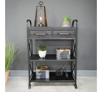 Dutch Industrial Black Distressed 2 Drawer Hall Table