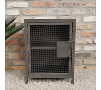 Dutch Industrial Metal 1 Door Cage Bedside Cabinet