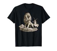 Dutch Lion Windmill Vintage Etching Style Netherlands Pride T-Shirt