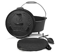 Dutch Oven 4.25 Liters, Pre-Seasoned Cast Iron Pot with Carry Bag, Feet