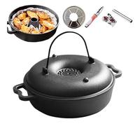 Dutch Oven Camping - Cast Iron Cauldron Pot - Non Stick Cookware Handle | Camp Dutch Pots for Seasoned Heat Retention Even Cooking Performance System Outdoor Usage,