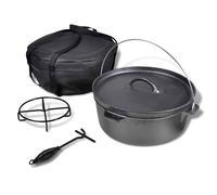 Dutch oven Cast iron heavy-duty Black 11.3L 43x40.5x19.5cm with stand lifter bag