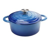 Dutch Oven Dutch Oven Gusseisen 5 Quart emailliertes Gusseisen Dutch Oven Topf mit selbsthaftenden Deckel, blau, strapazierfähig, emailliertes Gusseisen, Topf für Familie oder Freunde