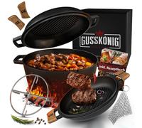 Dutch Oven Fire Pot 5L Cast Iron 2in1 Set With Accessories
