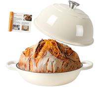 Dutch Oven For Bread Baking,26cm/5.7L Enameled Cast Iron Dutch Oven,Non-Stick Cast Iron Pan with Lid,Dutch Ovens with Silicone Sling,Casserole Pot for Bread Baking,Roasting,Braising & Frying (White)