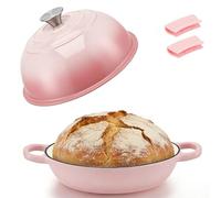 Dutch Oven for Bread Baking, 26cm Enameled Cast Iron Dutch Oven with Lid, 4.7L/5QT Non-Stick Casserole Pot with Silicone Handles, Heavy Duty Bread Baking Pot for Roasting, Braising & Stewing