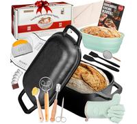 Dutch Oven for Bread Baking-3.4L Oval Cast Iron Pot Bread Pan with Lid-Sourdough Bread Baking Supplies Starter Kit