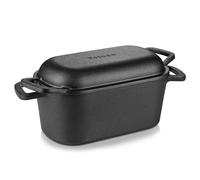 Dutch Oven for Bread Baking, Oval Cast Iron Enameled Bread Oven Pan with Lid and Dual Sided Angled Handles, 3.6QT Oven Safe to 500°F for Homemade Sourdough Bread, Black, 16.5cm Diameter - by Velaze