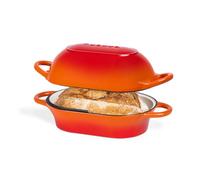 Dutch Oven for Sourdough Bread Baking - Enamelled Cast Iron Bread Loaf Pot - Oven Safe Non Stick Bread Pot - Rectangular, Orange, 24cm x 16cm - by Nuovva