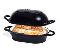Dutch Oven for Sourdough Bread Baking - Enamelled Cast Iron Bread Loaf Pot - Oven Safe Non Stick Bread Pot - Rectangular, Black, 24cm x 16cm - by Nuovva