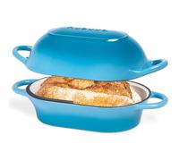 Dutch Oven For Sourdough Bread Baking - Enamelled Cast Iron Bread Loaf Pot - Oven Safe Non Stick Bread Pot - Rectangular,Light Blue, 24cm x 16cm - by Nuovva
