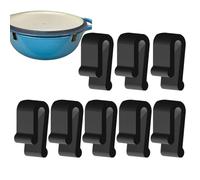 Dutch Oven Lid Protector Clips Black, 8 Pack Silicone Dutch Oven Pot Bumpers, Cookware Protector Replacement Clips for Stacking and Display Enamel Cast Iron Pots Pans Ovens