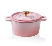 Dutch Oven Pot with Lid, 1.5 Qt Nonstick Enameled Cast Iron Dutch Oven with Dual Handles, Kitchen Cookware Soup Pot for Braising Stews Roasting Baking, Safe across All Cooktops (Pink)