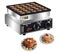 Dutch Pancake Maker, Commercial Electric Maker Pizzelle Maker with 5 min Timer and 50-300℃ temperature, 25pcs Non-stick Muffin Waffle Maker for Restaurant and Home