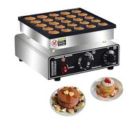 Dutch Pancake Maker, Commercial Electric Maker Pizzelle Maker with 5 min Timer and 50-300℃ temperature, 25pcs Non-stick Muffin Waffle Maker for Restaurant and Home