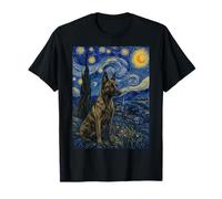Dutch Shepherd Dog Van Gogh Starry Night T-Shirt