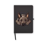 Dutch Shepherd Sleeping Dog Cartoon Notebook, Blank Pages, Faux Leather Cover, Planner, Journal, Workbook