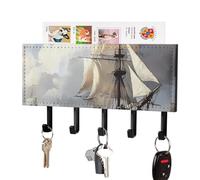 Dutch Ships Sailing Wall Mounted Key Holder Organizer with 5 Hooks Keys Hanger Rack Home Decor