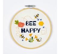 DUTCH STITCH BROTHERS Bee Happy Embroidery Starter Kit with Pattern and Instructions. Stamped Embroidery Kits with Embroidery Clothes with Pattern. 6" Embroidery Hoop