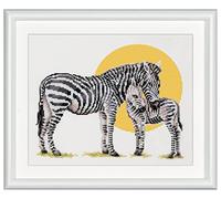 Dutch Stitch Brothers - Counted Cross Stitch Kit - DSB006A - Safari Zebra - White Aida - 8,3 x 9,8 Inch - Embroidery Kit for Adults