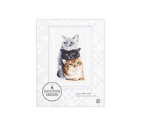 DUTCH STITCH BROTHERS - Counted Cross Stitch Kit - DSB012A - Three Cats - White Aida - 10.2 x 7.1 Inch - Embroidery Kit for Adults