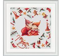 DUTCH STITCH BROTHERS - Counted Cross Stitch Kit - DSB019A - Christmas Elves 3 - Aida - 9.8 x 9.8 Inch - DIY for Adults