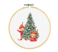 DUTCH STITCH BROTHERS Embroidery Kits - Counted Cross Stitch Set with 6 Inch Hoop. 14 Count Aida Fabric. Ideal Embroidery Kits for Beginners. Christmas Theme. DSB043C